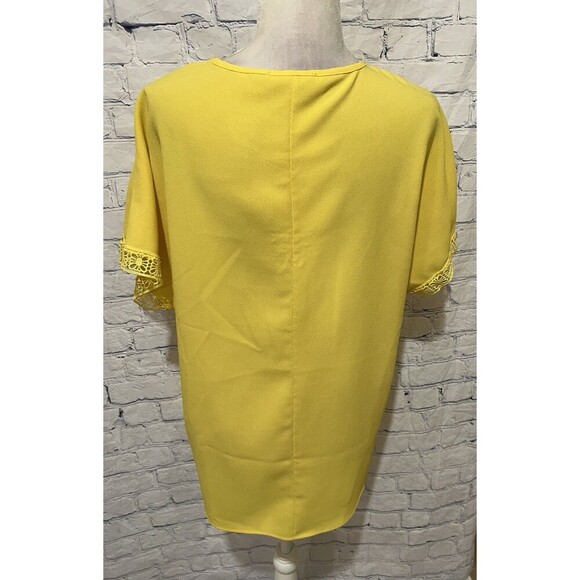 Haptics by Holly Harper Womens Yellow Blouse Oversized Bohemian Lace Size Medium - Picture 4 of 6